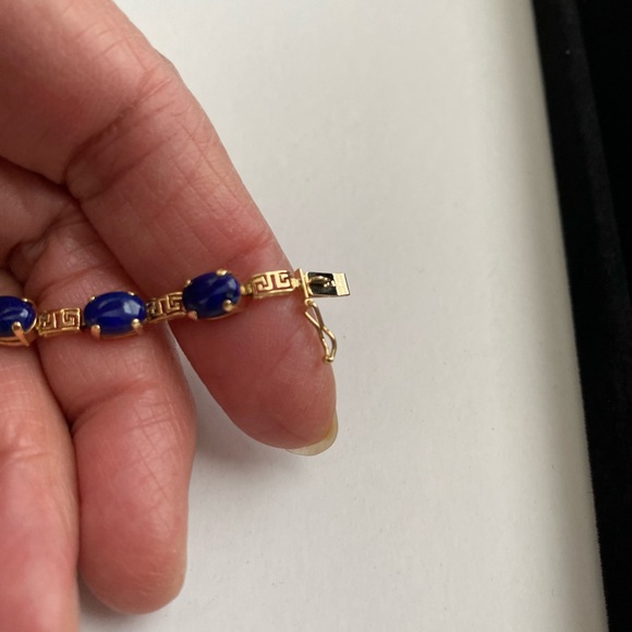 14K Lapis Lazuli Greek Tennis Bracelet - Picture 8 of 16